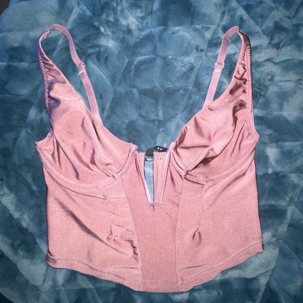 Urban Outfitters Out From Under Deep V Mauve/Purple Corset Top Sz S